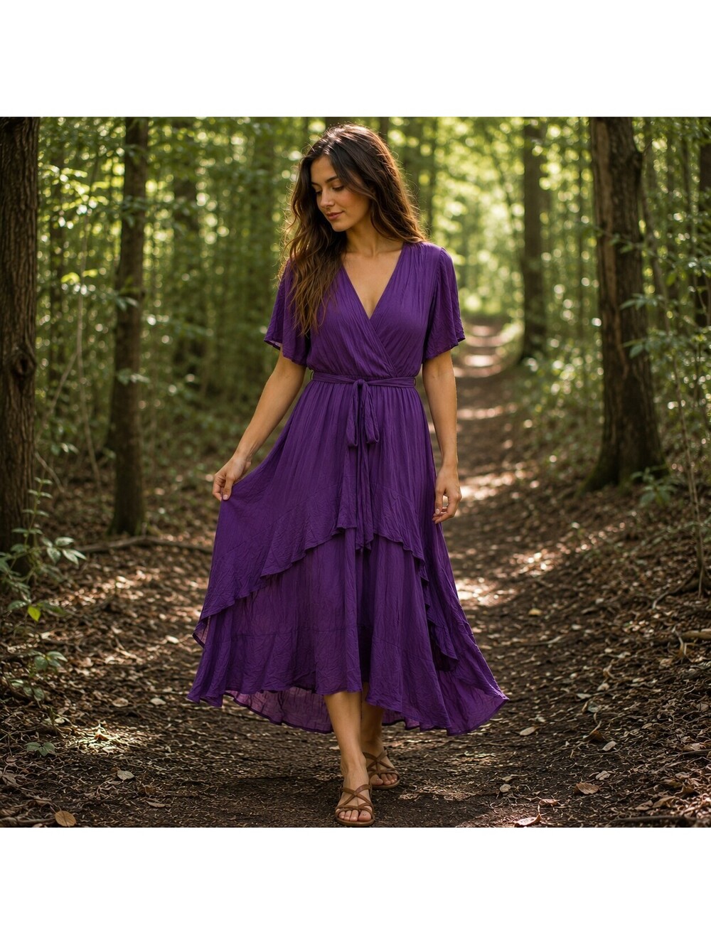 NEW A Beautiful Soul 22/44 Dark Purple Ruffle Whimsygoth Tiered Midi Dress